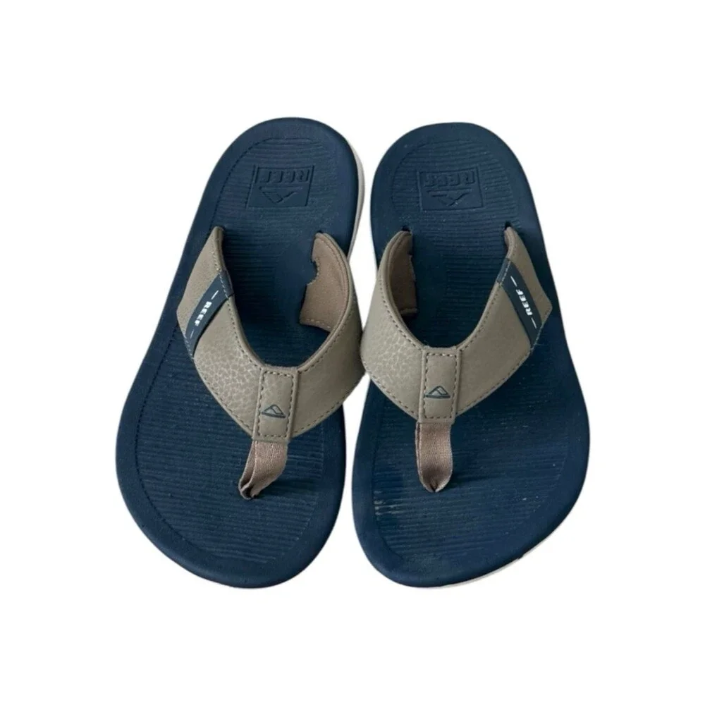 Reef Boys Kids Santa Ana Navy Blue Flip Flops Sandals. Size 1.